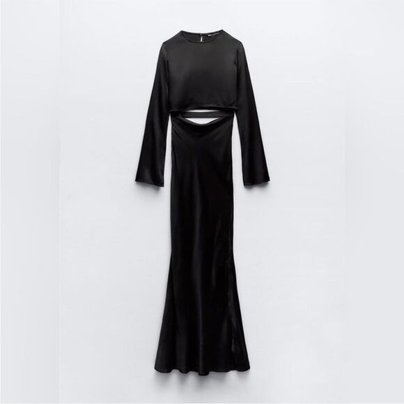 Zara Black Long Sleeve Cut-Out Dress - Picture 9 of 9